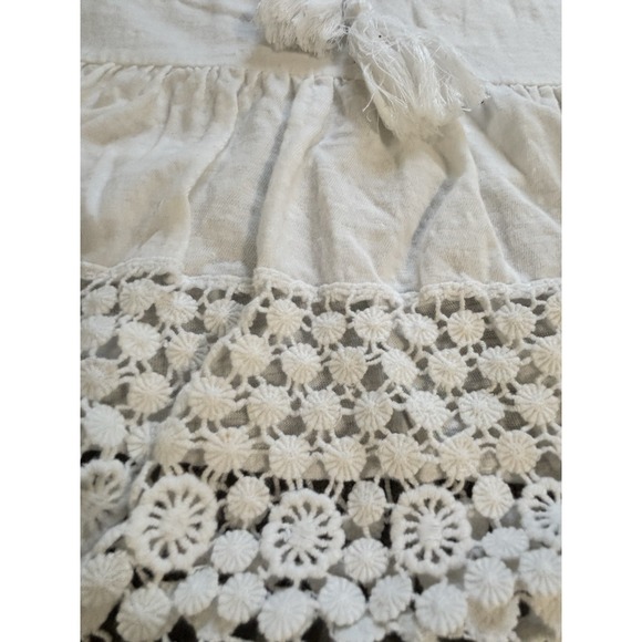 Sundance Sz L Lace Trim Top Peasant Boho Cottage Flowy Natural Coastal Cowgirl - Picture 9 of 11